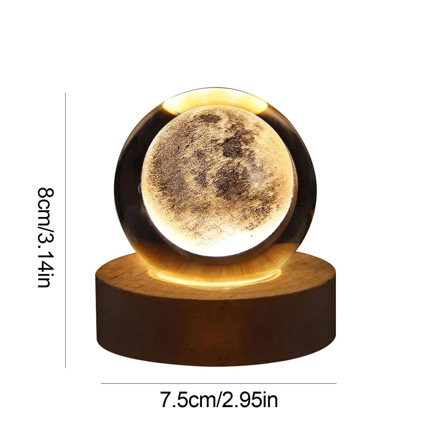 Lâmpada Cristal 3D - Luz decorativa e criativa para decoração (Galáxia, Lua, Sistema Solar e Saturno)